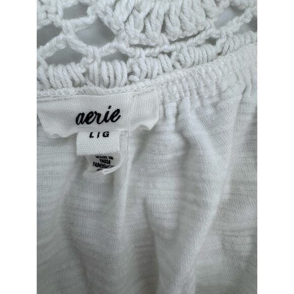 Aerie White Crochet Maxi Dress Boho Beach Coastal Summer Festival Size Large - Picture 8 of 10